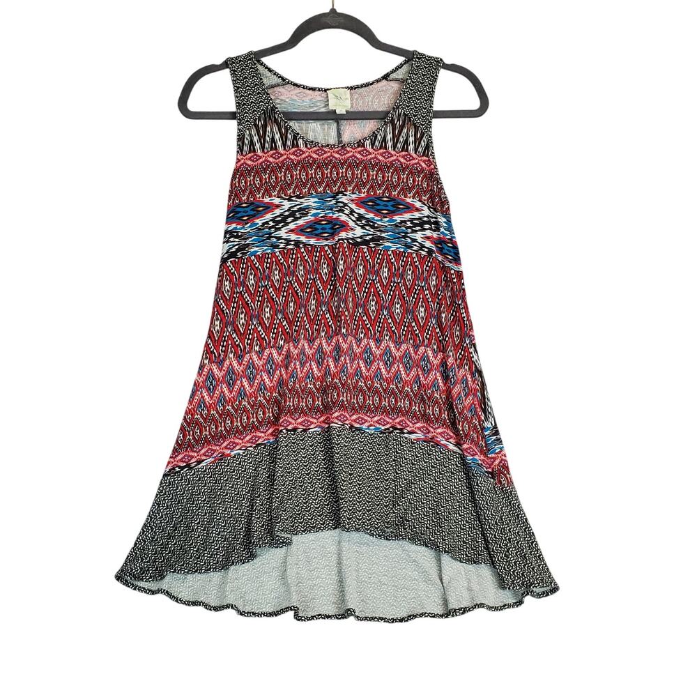 Anthropologie Weston Wear Bird Tank Tunic Dress S Bohemian Swing Asymmetric Hem